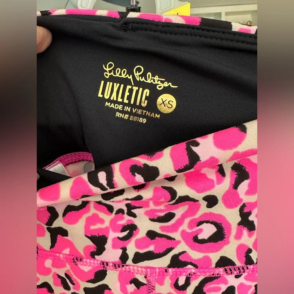 NWT Lilly Pulitzer Luxletic Weekender High Rise Leggings Pink Topaz XS - Picture 2 of 3